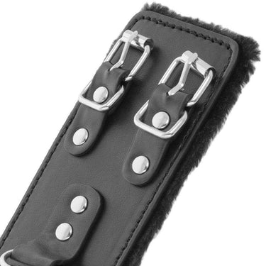 Polsini Regolabili in Pelle PVC Nero per Esperienze Fetish e BDSM